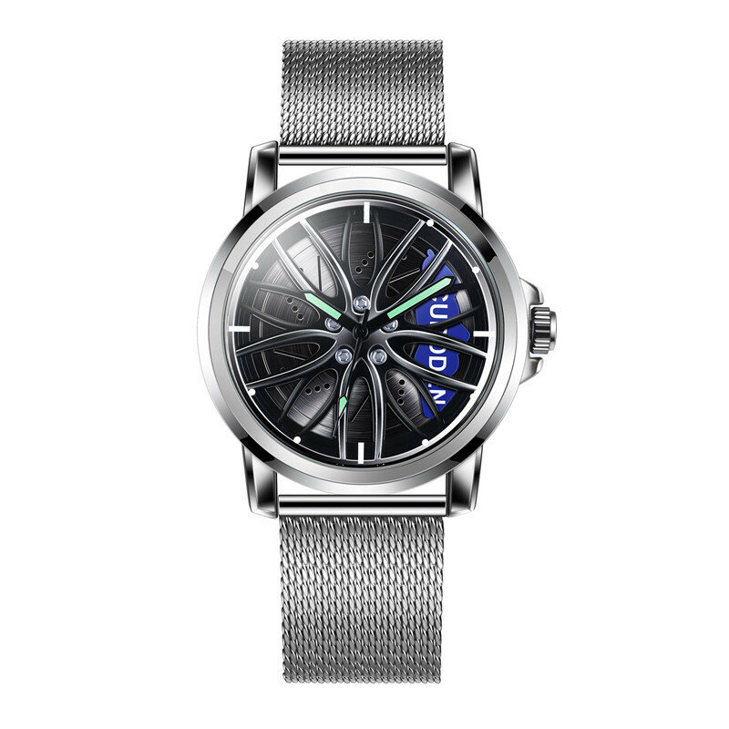 2022ใหม่ควอตซ์นาฬิกาผู้ชาย Cool รถล้อออกแบบตาข่ายเข็มขัด Hip Hop ผู้ชายนาฬิกานาฬิกา Relogio masculino Drop Shipping