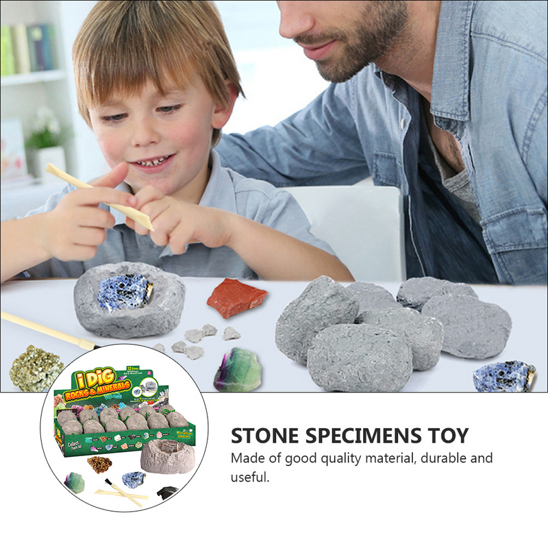 1 Juego de especímenes de colección de piedra Mineral de excavación Mineral Natural para niños