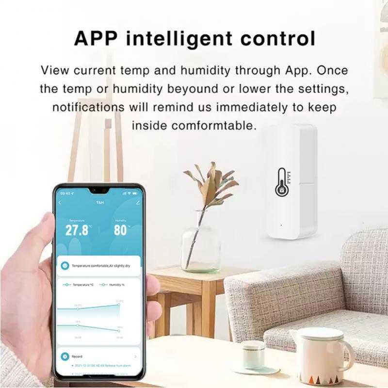 جهاز استشعار درجة الحرارة والرطوبة من Aubess Tuya مزود بواي فاي مزود بمستشعر درجة الحرارة والرطوبة مقياس حرارة داخلي للمنزل الذكي من أجل Alexa Google