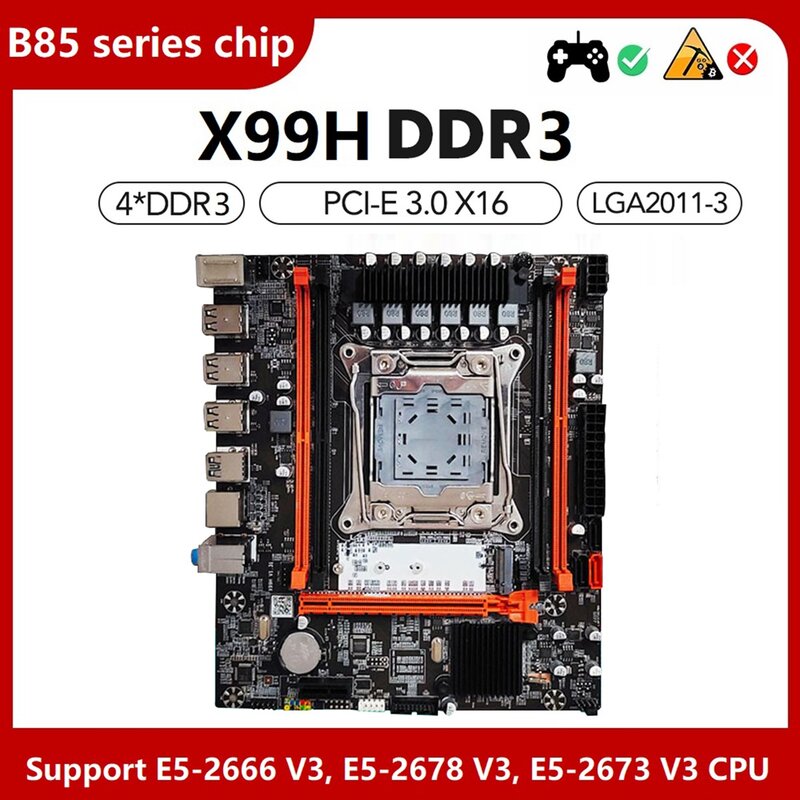 데스크탑 마더보드 B85 칩 LGA2011-V3 DDR3X4 ECC 서버 메모리 슬롯, PC용 M.2 NVME PCI-E 3.0 X16 SATA3.0, X99H