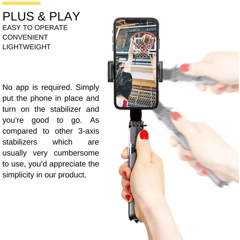 Handheld Gimbal Stabilizer โทรศัพท์มือถือ Selfie Stick ผู้ถือปรับสำหรับ iPhone Xiaomi Redmi Huawei Samsung Android L08