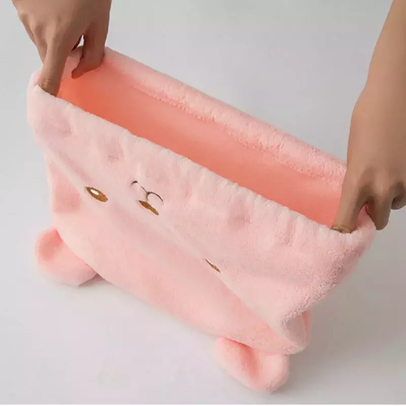 Bonito urso grosso coral velo microfibra toalha de banho cabelo seco secagem rápida senhora toalha de banho macio touca de banho