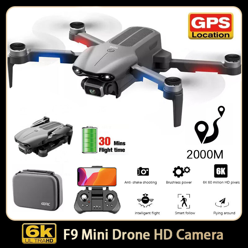 F9 GPS Mini Drone 6K Dual HD Camera 5G fotografia aerea professionale RC elicottero motore Brushless pieghevole Quadcopter giocattolo