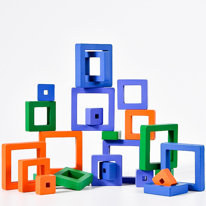 Juegos de lógica para niños, juguetes de bloques cuadrados, tarjetas de forma geométrica, juegos a juego, rompecabezas educativo de madera, juguetes para niños