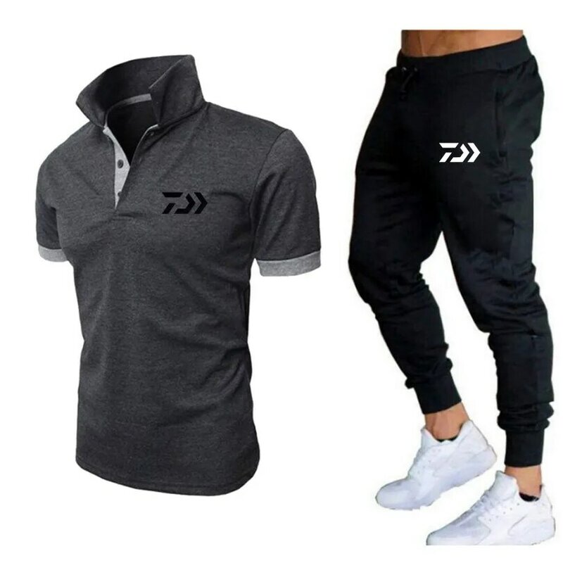 Męska koszulka Polo z krótkim rękawem i spodnie dresowe 2 zestawy letnie spodnie do joggingu odzież sportowa koszulka markowa piłka do koszykówki dla mężczyzn koszula S-3XL