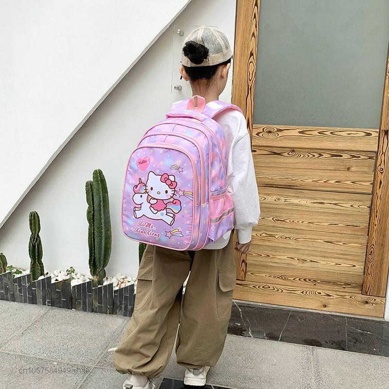 Hello Kitty Schoolbag Sanrio Kids Girls' School Backpack Cartoon Bag For Children 6-12 Kawaii Lovely Fashion Student Book Bags