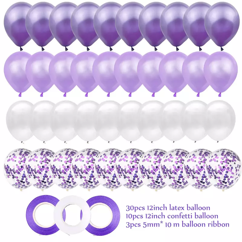 Ballons à hélium en Latex violet, 40 pièces, 12 pouces, décorations de fête d'anniversaire pour bébé fille, sirène pour enfants, mariage pour adultes