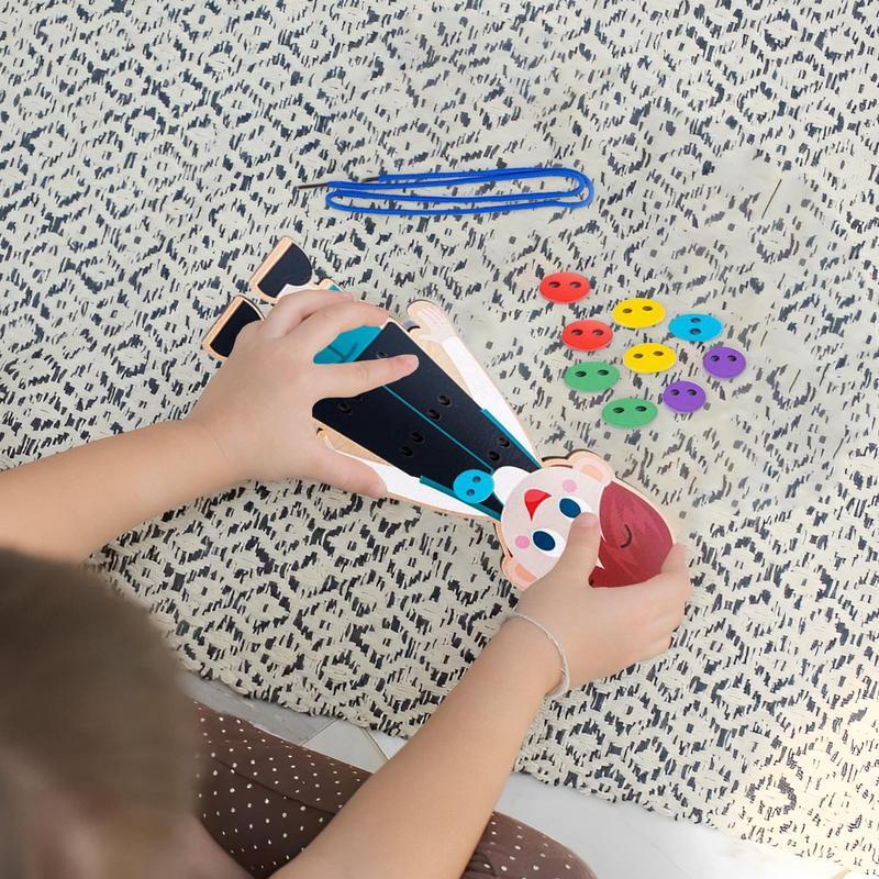 String Board for Kids Lacing Toys for Toddlers Fine Motor Skills Learning Montessori Educational Learning Wooden Threading Board