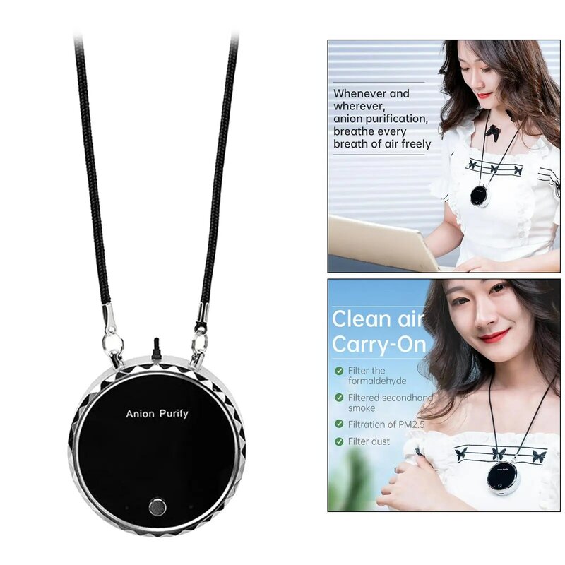Wearable Air Purifier Personal Air Purifier, Necklace Around The Neck, Travel Size Negative Ion Generator, Remove Smoke Smell