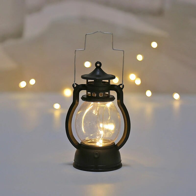 خمر فانوس ريترو تصميم LED مصباح زيتي معلق بطارية تعمل ديكور للمنزل عطلة هدايا عيد الميلاد