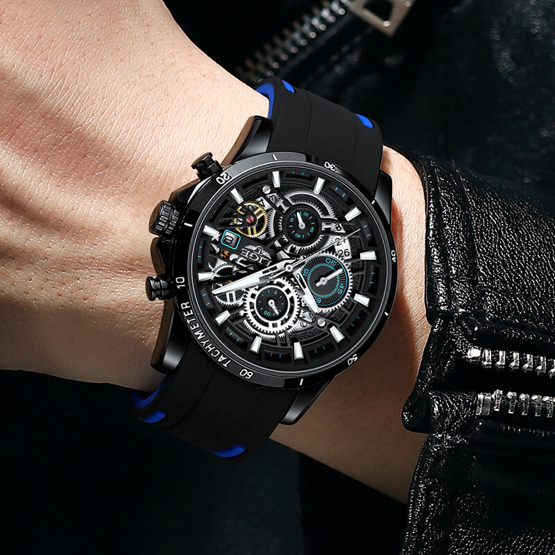 LIGE Marke Luxus Silikon Uhr Für Männer Mode-Business Uhr Männer Casual Wasserdichte Sport Chronograph Quarz Armbanduhren + Box