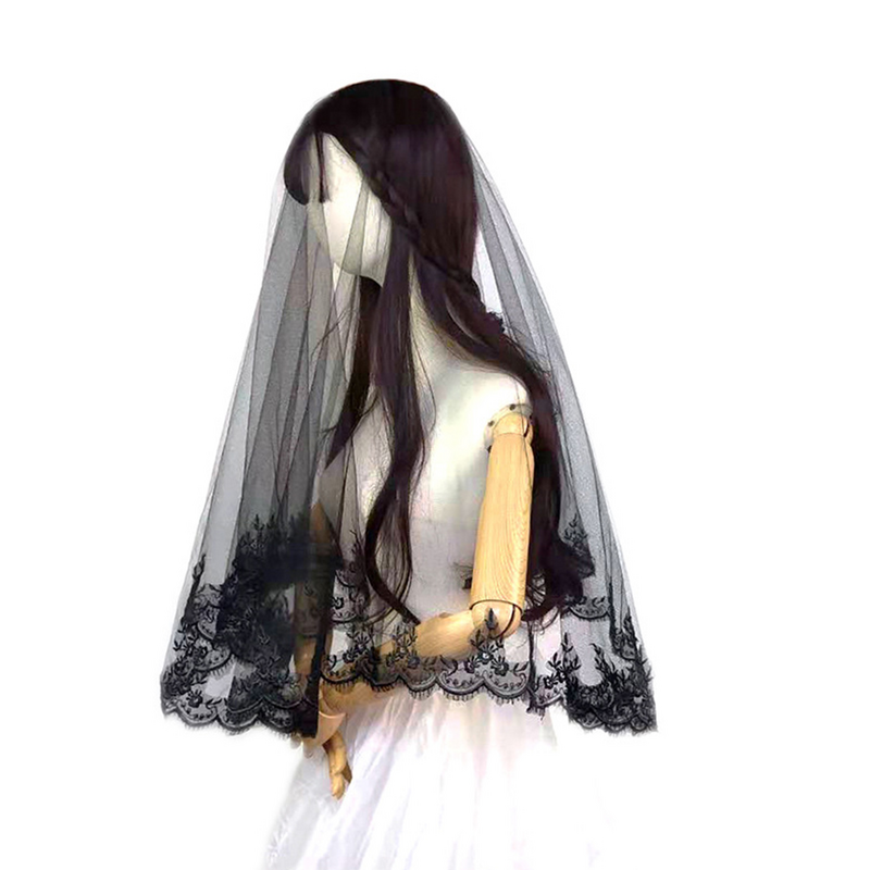 Black Veil Bride Wedding Veil Womens Short Veils Cathedral Wedding Veil Tulle Headdress