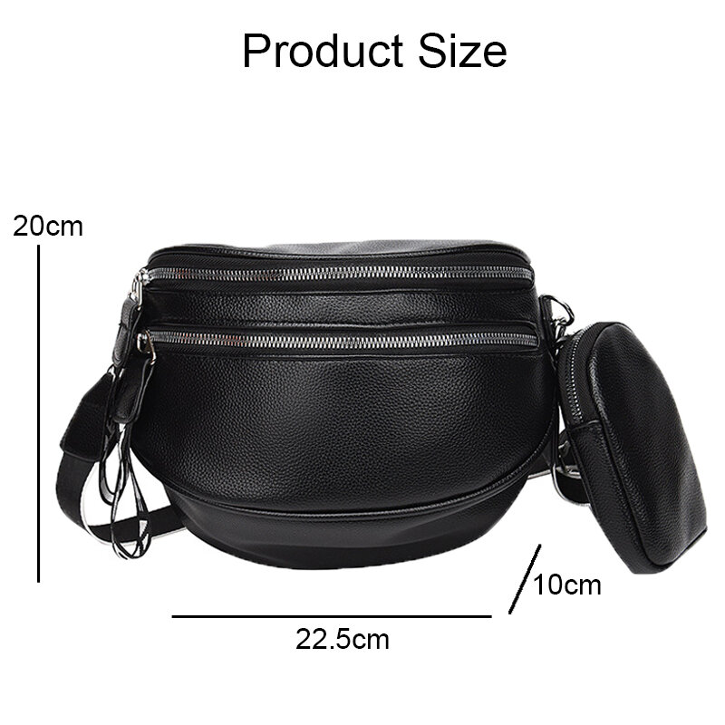 Trend Wide Strap Messenger Bag For Women Soft Leather Women's Crossbody Bags Large Ladies Sling Saddle Bags Female Shoulder Bag