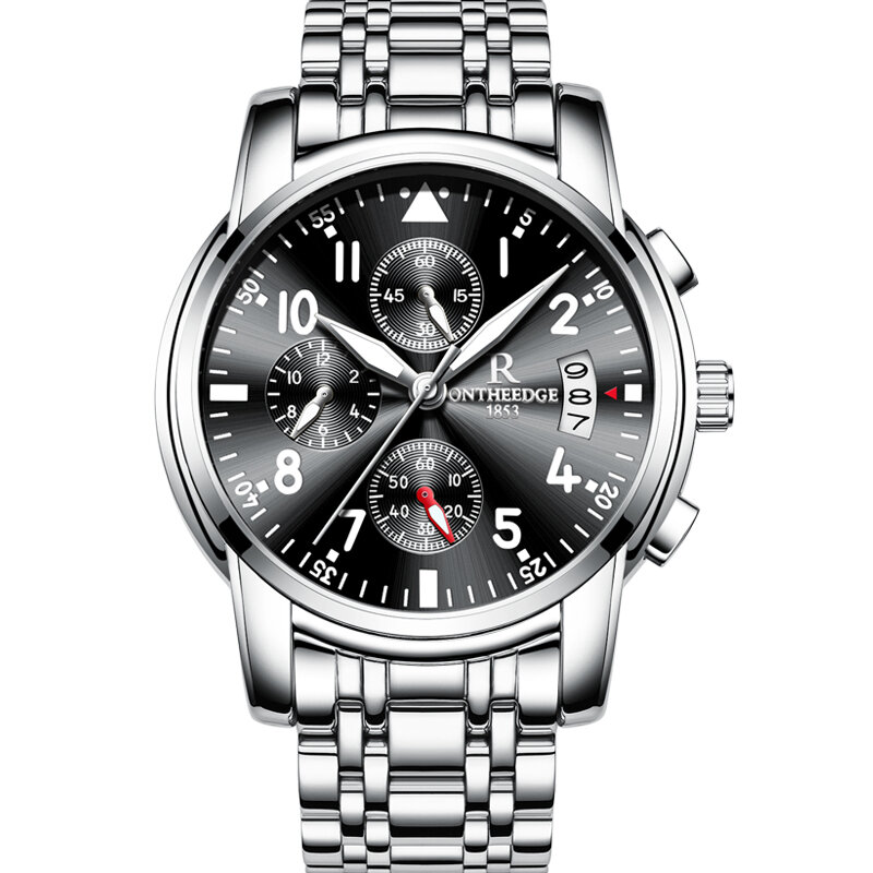 2022 mężczyźni zegarki Auto data wodoodporne zegarki sportowe ze stali nierdzewnej zegarek ze stali luksusowa tarcza marka koło zamachowe do zegarka obracanie kwarcowy zegarek