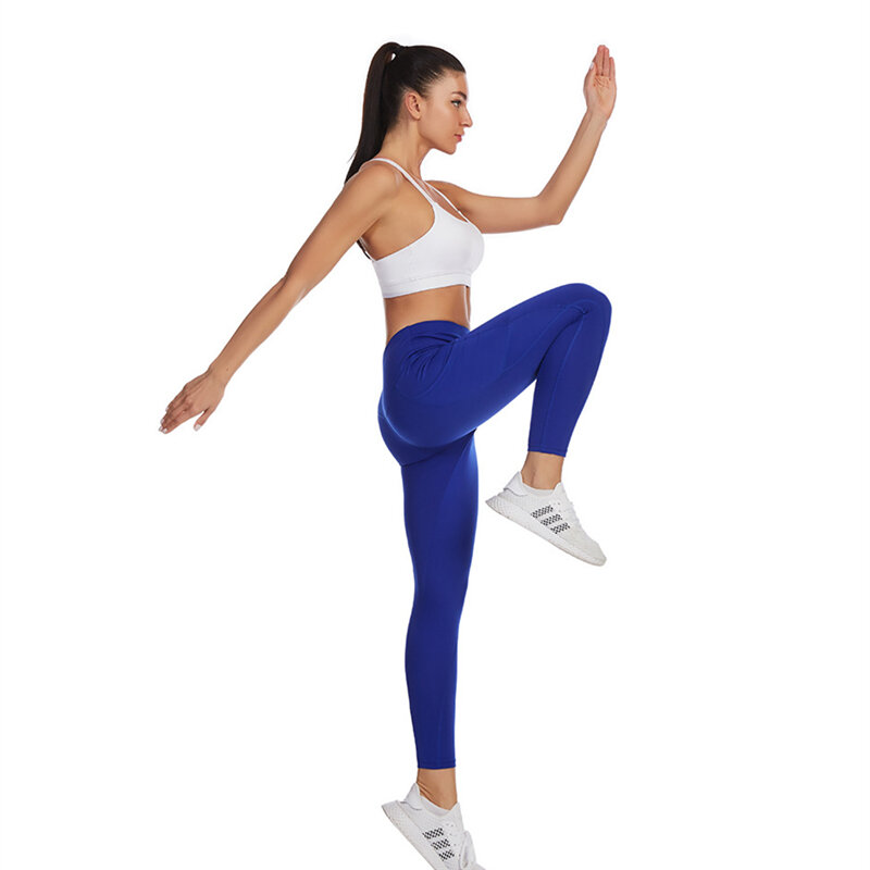 Body de Color sólido para mujer, pantalones de Yoga de cintura alta sin costuras, Leggings de alta elasticidad transpirables, cómodos, Push Ups para gimnasio