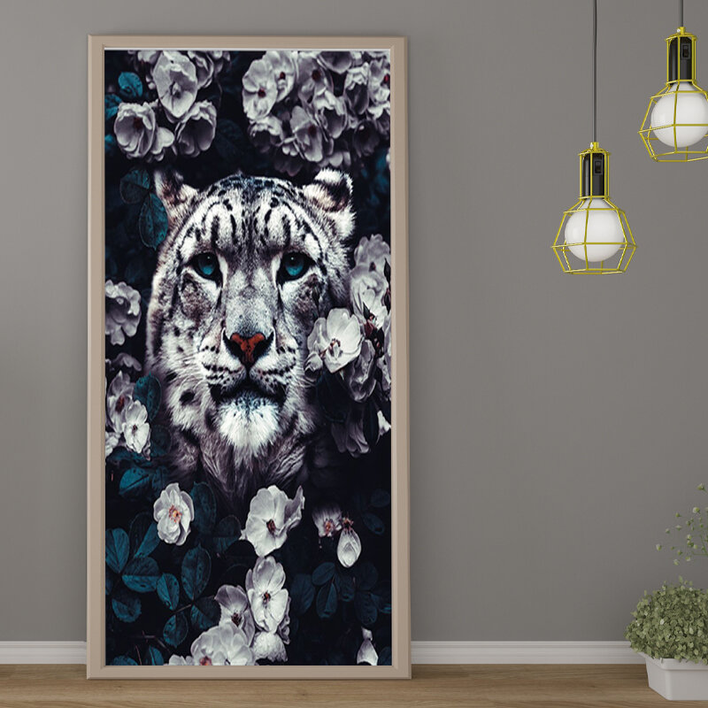 CHENISTORY – peinture par numéros de tigre sur toile, 60x120cm, dessin de fleurs peintes à la main, bricolage d'images par numéros, décoration de maison