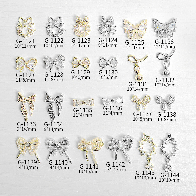 Japonés de uñas arte de Zircón joyas neto Lazo Rojo empate mariposa oro blanco y circón oro Real Color herramientas para decoraciones de manicura