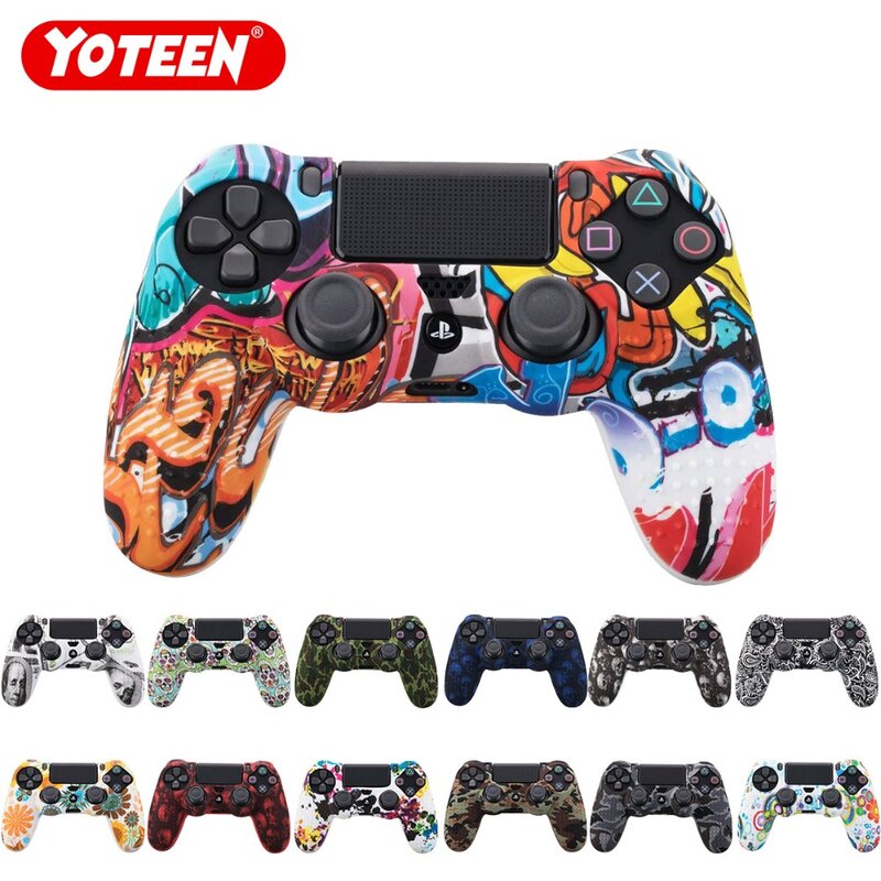 Yoteen Camouflage Case Graffiti Studded Dots Silicone Rubber Gel Skin for Sony PS4 Slim/Pro Controller Dualshock4 Cover