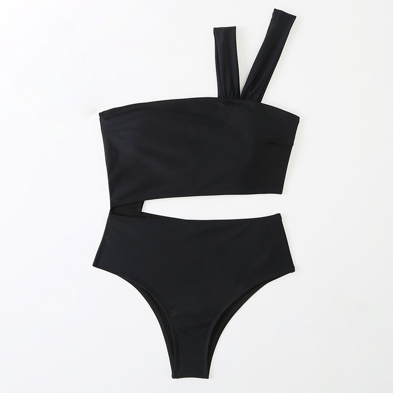 Moda maiô de uma peça para as mulheres sexy biquínis praia outfits senhoras verão de cintura alta preto nadar terno de banho