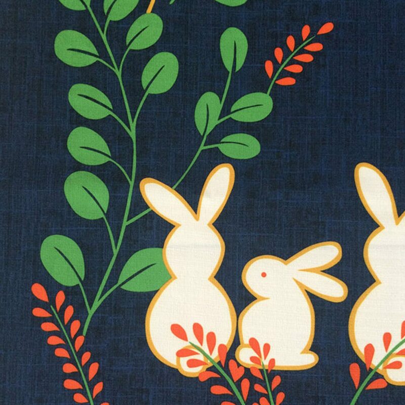 Japanese Doorway Curtain Noren Rabbit Under Moon For Home Decoration 85X150cm