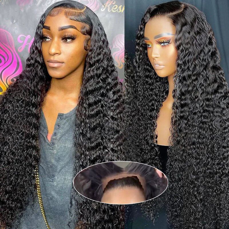 7x5 HD Lace Glueless Wig Human Hair Ready To Wear Deep Wave Wigs Preplucked Curly Hair Brazilian Human Wigs For Women On Sale