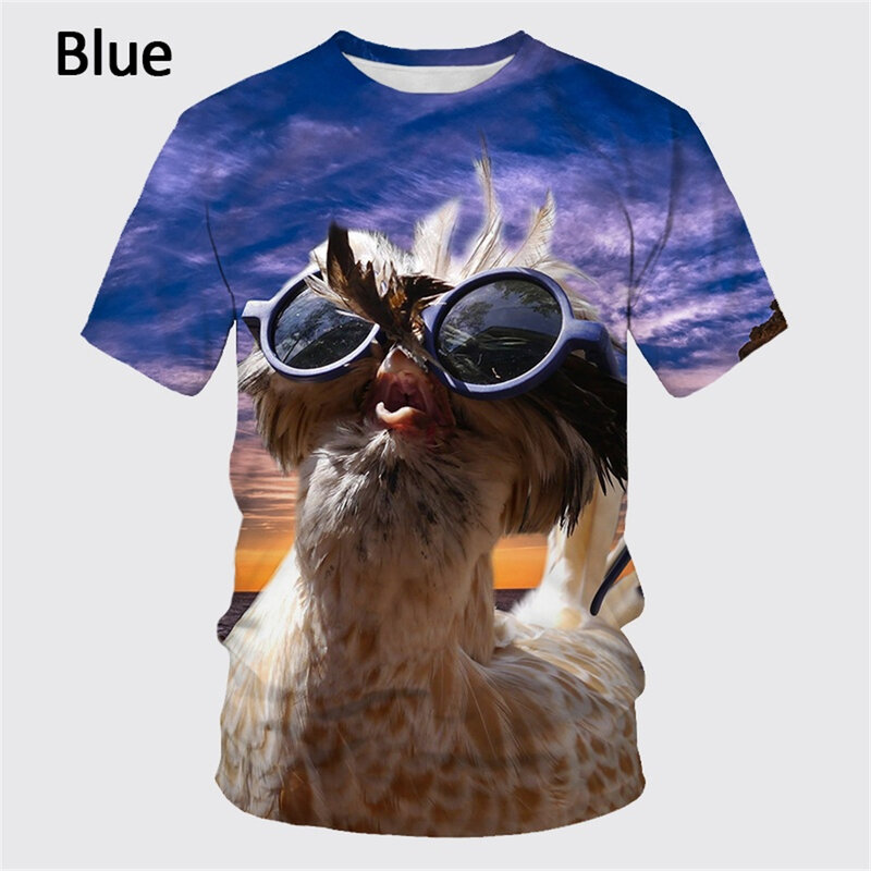 티셔츠 웃긴 옷 여름 반팔 치킨 그래픽 프린트 동물 티셔츠 캐주얼 패션 오버사이즈 티셔츠 Camiseta, 2022