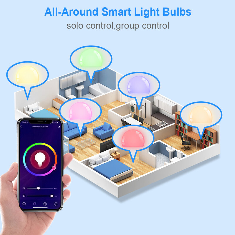 Homebata Tuya Smart Light Bulb 15W Zigbee 3.0 WIFI E27 RGBCW Dimmable 90-250V Smart Home LED Lamp Compatible Alexa Google Home