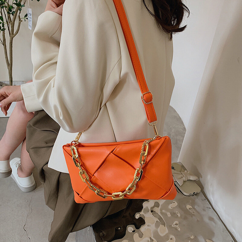 女性のためのデザイナーチェーン付き合成皮革バッグ,女性のハンドバッグ