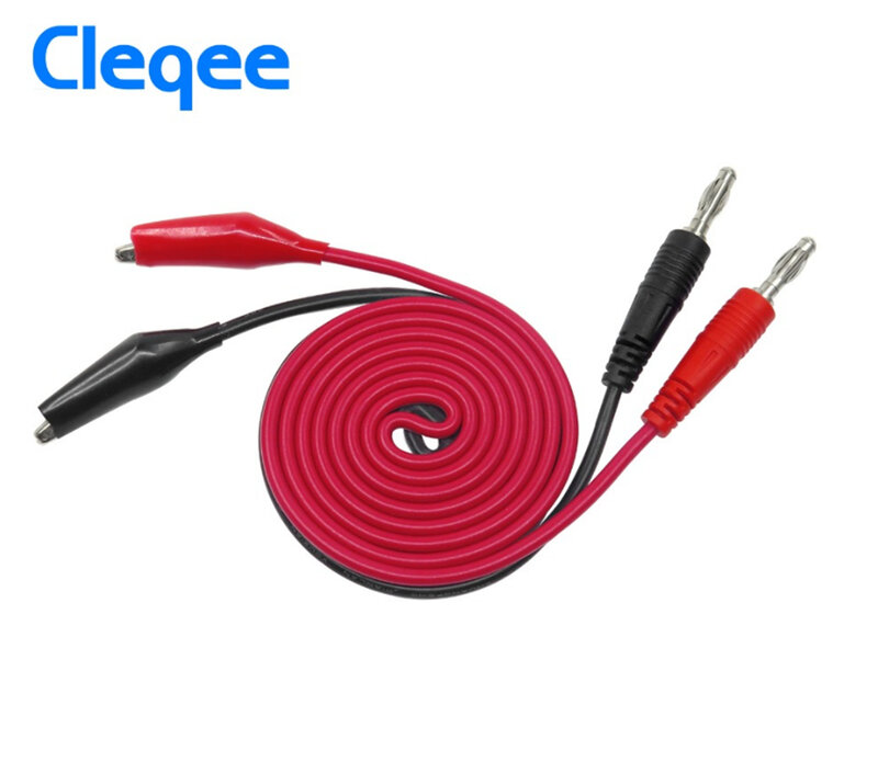 Cleqee P1038 1Set Double Stitch Alligator Test Lead Clip To Probe Cable For Multimeters