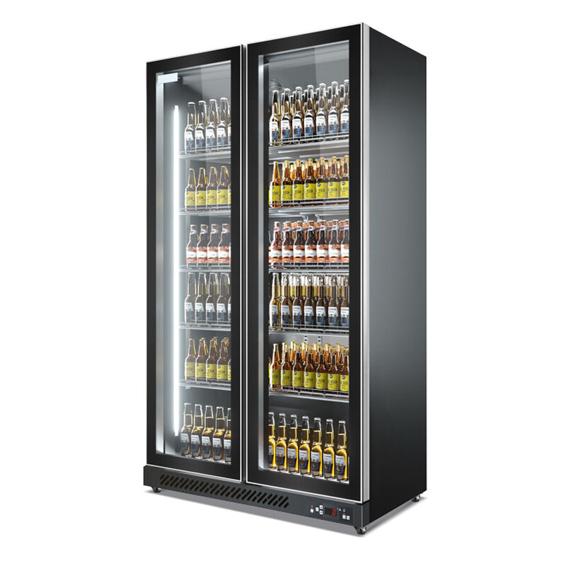 Commercial คุณภาพสูงเบียร์จอแสดงผลตู้เย็นโปร่งใสแก้วประตูตู้เย็นเครื่องดื่ม Cooler