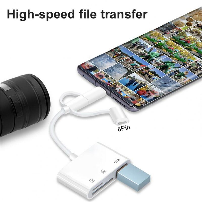 ความเข้ากันได้กว้าง3-In-1 8Pin Type-C Micro USB 3.0 SD TF OTG reader Host Adapter สำหรับโน๊ตบุ๊ค