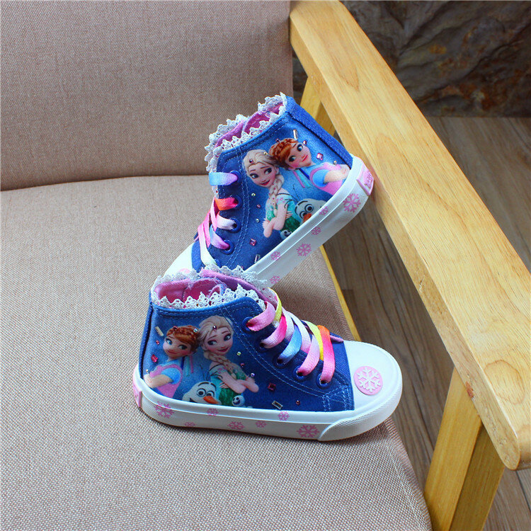 Disney Frozen High-top scarpe Casual moda tela Sneaker Anna Elsa Cartoon Girl Canvas Fashion Boots