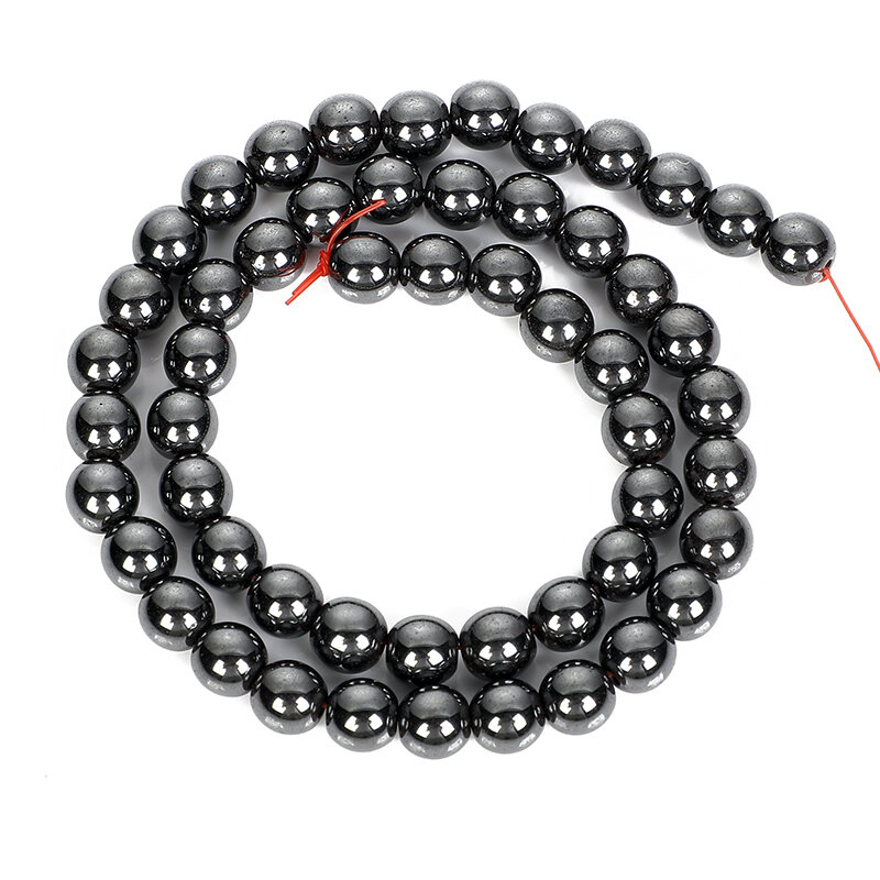 Smooth Black Hematite Stone Natural Stone Beads Loose Spacer Bead For Jewelry Making DIY Bracelet Necklace Accessories 1-14MM