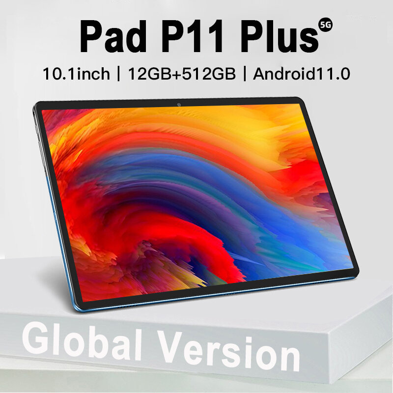 2022 글로벌 버전 패드 P11 플러스 안드로이드 태블릿 12GB RAM 512GB ROM 10 인치 태블릿 안드로이드 11 듀얼 5G 10 코어 패드 플러스 태블릿 Pc