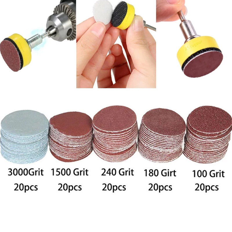100 Teile/los 1 zoll Schleifen Papier 100-3000 Grit Polieren Discs Pad Sandpapers für Dremel Rotary Schleif Werkzeug Zubehör