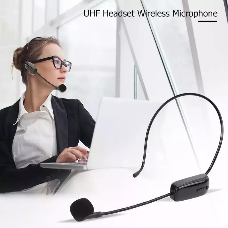 2 IN 1 Handheld UHF Wireless Microphone Headset Professional Head-Wear Mic 30M Range for Teaching Voice Amplifier Stage Speakers