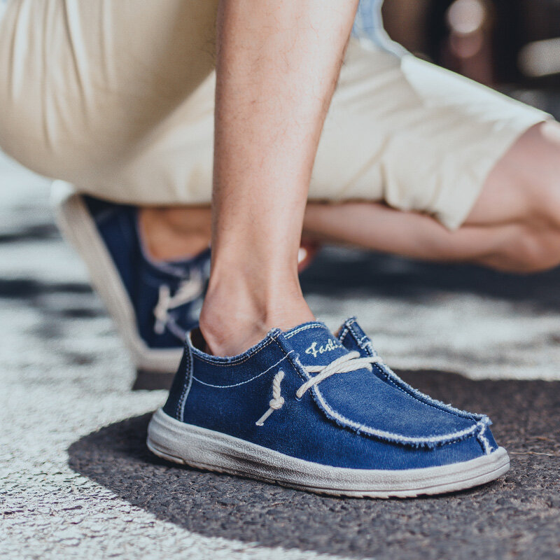 2021ฤดูร้อนชายผ้าใบรองเท้ากลางแจ้งน้ำหนักเบาเปิดประทุน Slip On Loafer แฟชั่นลำลองแบนลื่นรองเท้า