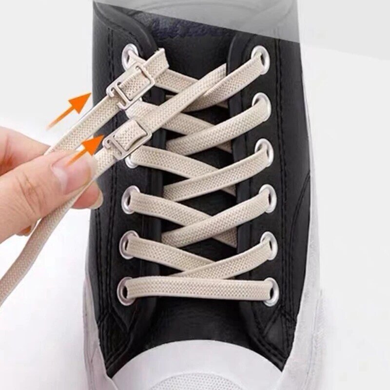 Резиновые шнурки для кроссовок, эластичные, без завязывания, для детей и взрослых, быстрое прилегание, плоская подошва, для бега, 24 цвета, 1 пара
