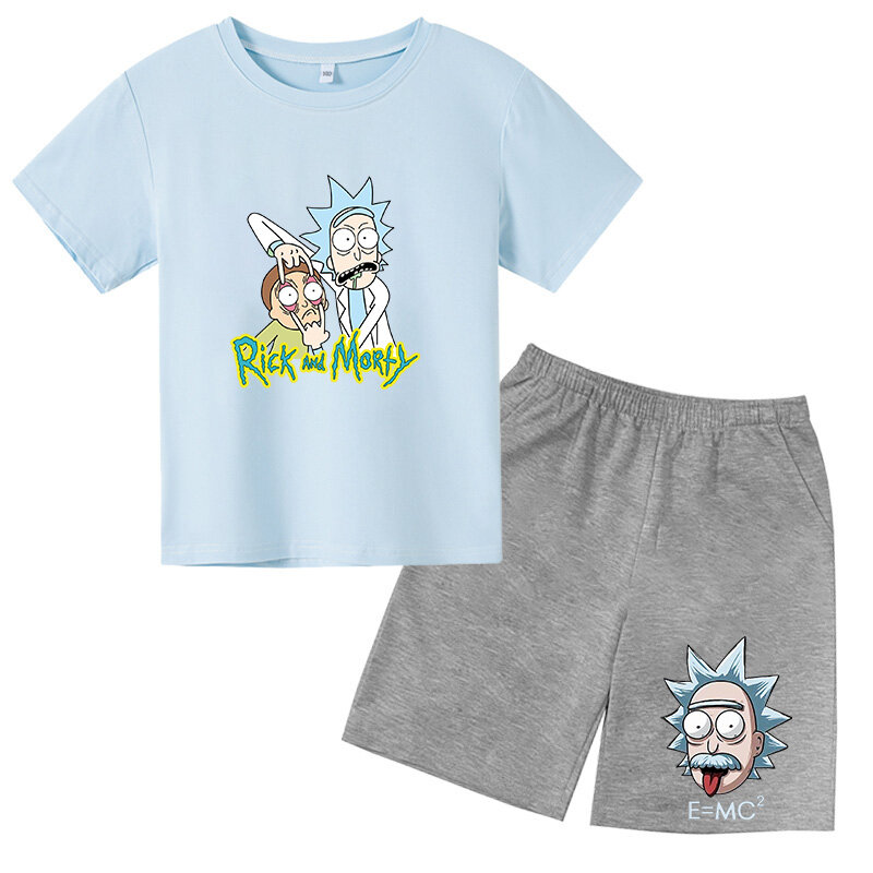 طقم قمصان مطبوعة من ريك للأولاد والبنات ملابس أطفال للصيف للأطفال ملابس صيف 2022 أشياء رائعة