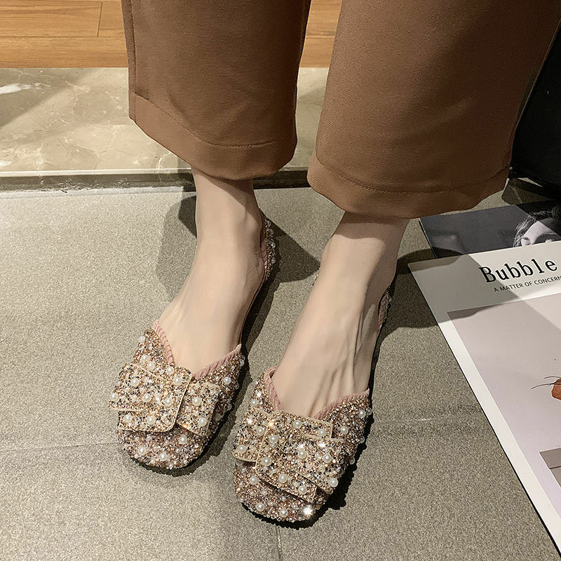 Novo estilo coreano sandálias de cristal de baixo corte sapatos para mulher sapatos de senhora de strass de verão