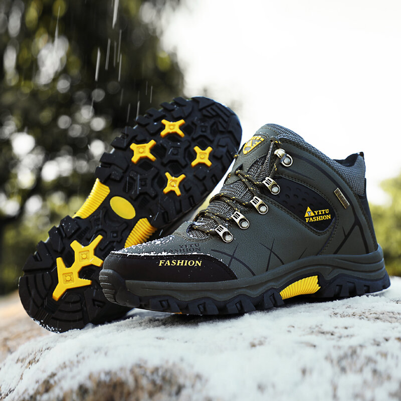 Zapatillas de deporte impermeables para Hombre, Botas de nieve para mantener el calor, de cuero suave, para senderismo, invierno, 2022