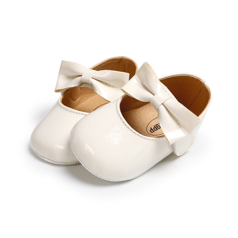 أحذية بفيونكة مضادة للانزلاق من البولي يوريثان لحديثي الولادة ، أحذية فستان الأميرات الكلاسيكية ، الأولى ووكر ، حذاء سرير للأطفال ، الأخفاف للفتيات الصغيرات