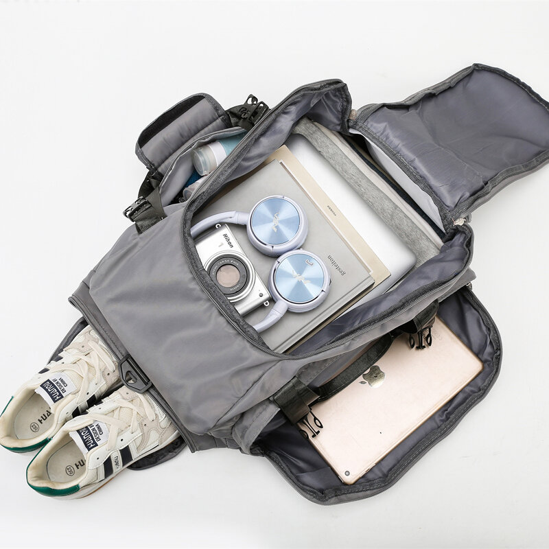 YILIAN-스포츠 피트니스 단일 대용량 배낭 남녀 공용, 신발 위치 대각선 어깨 운반 여행 가방