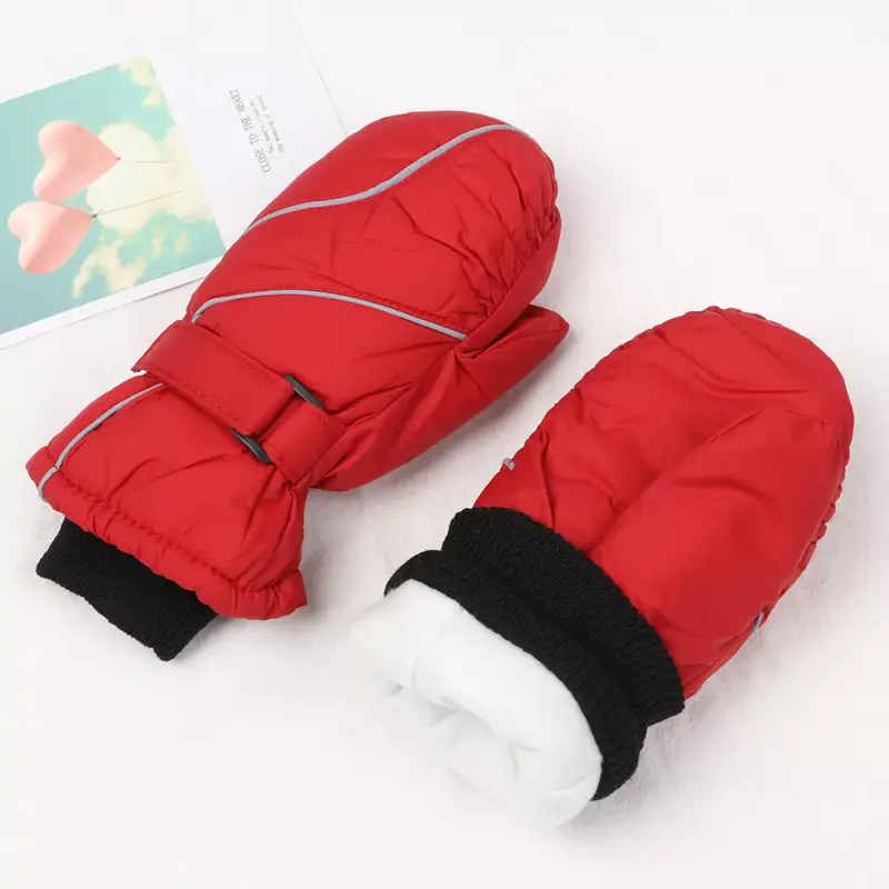 1Pair New Fashion Children Kids Winter Snow Warm Gloves Boys Girls Ski Windproof Waterproof Thicken Mittens Keep Finger Warm