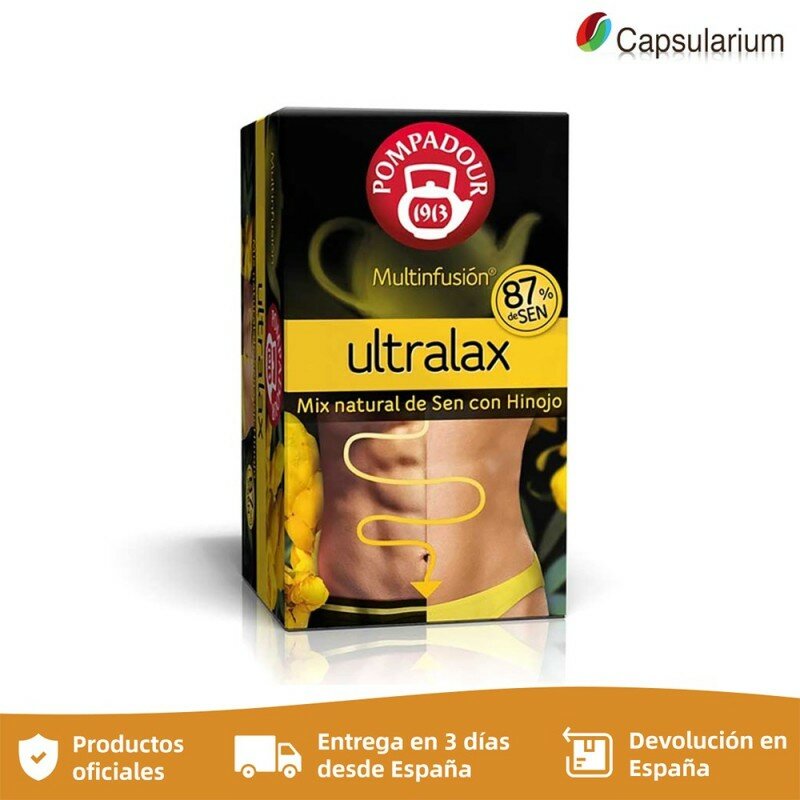 Infusiones Ultralax Multinfusión 87% Sen. 20 bolsitas de té con ingredientes 100% naturales, marca Pompadour - Capsularium