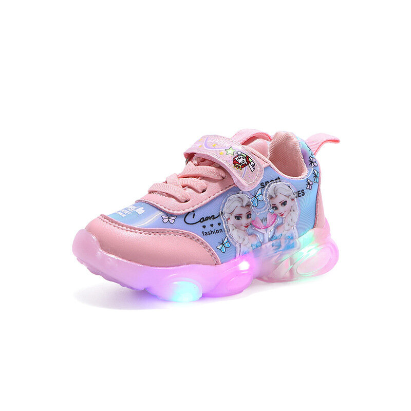 ديزني فروزن الأطفال الفتيات حذاء كاجوال جديد طفل صوفيا سطح موضة الأميرة لينة وحيد LED طفل أطفال حذاء رياضة