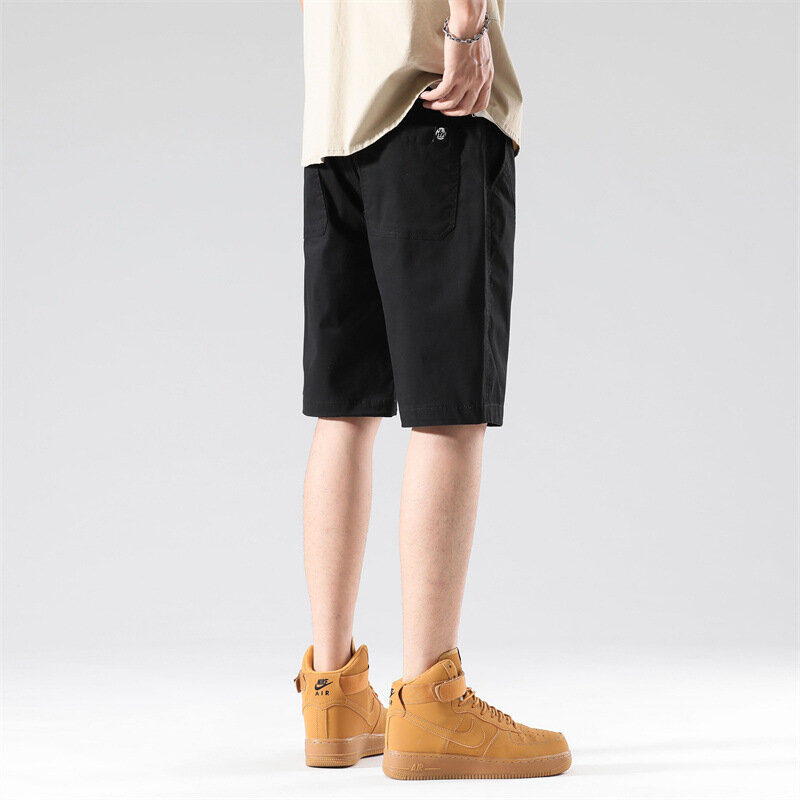 Шорты-карго мужские повседневные, модные брендовые штаны из хлопка, свободные однотонные, с эластичным поясом, одежда большого размера, 2022