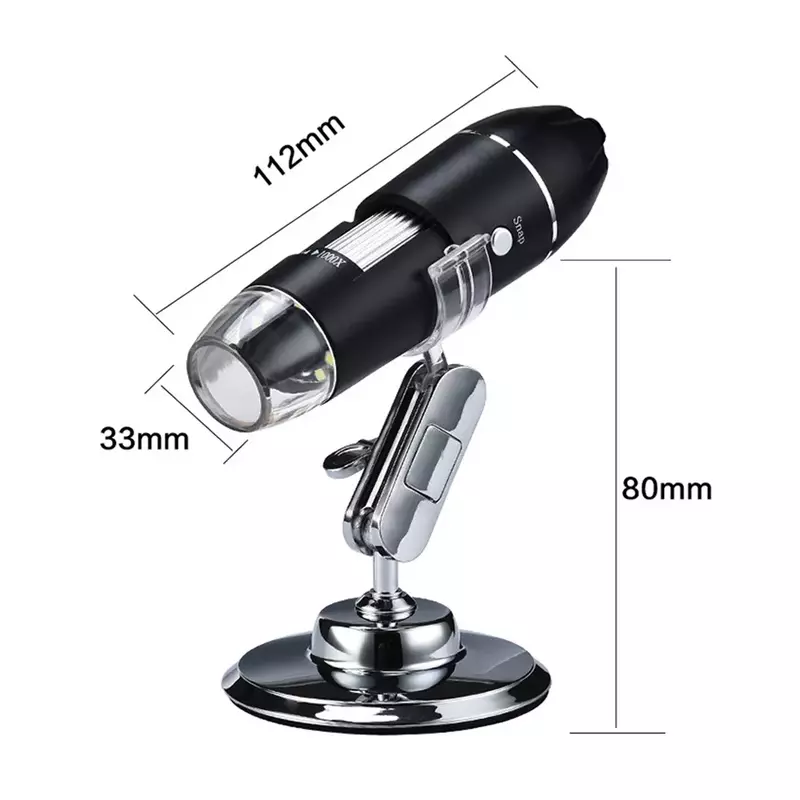 Microscopio digitale USB 1600X 1080P regolabile fotocamera USB Stereo elettronica endoscopio 8 LED lente d'ingrandimento Microscopio con supporto