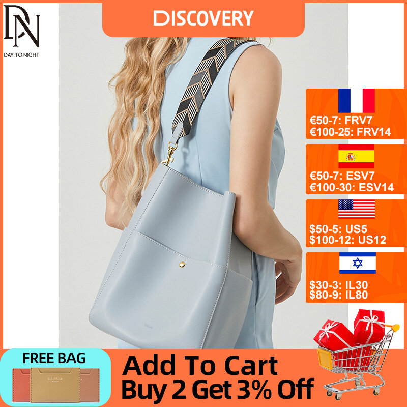 DN Vintage Women's Shoulder Bags PU Tote Bags Retro Faux Leather New Crossbody Bucket Handbag for Women Large Capacity Purse