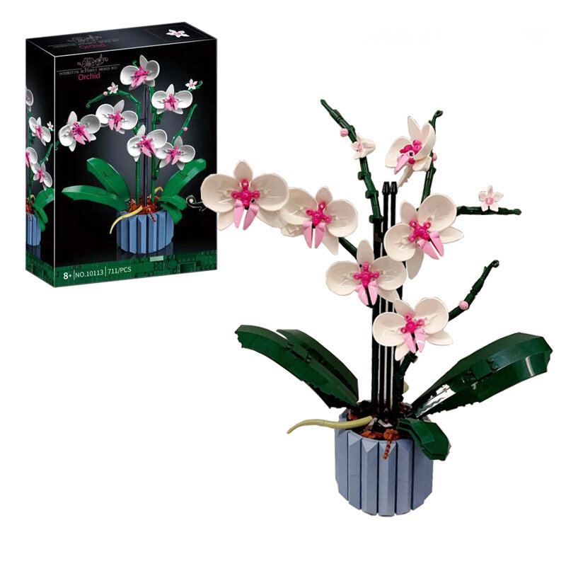 난초 10311 빌딩 블록 꽃 홈 데코 액세서리, 식물 컬렉션, 발렌타인 데이 선물 아이디어 (608 Pcs)